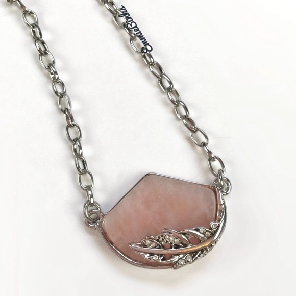 New Bohemian Rose Quartz & Cubic Zirconia Mountain Pendant Necklace - Picture 8 of 13